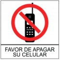 Señ Favor De Apagar Su Celular Vinil 25 x 25 cm.